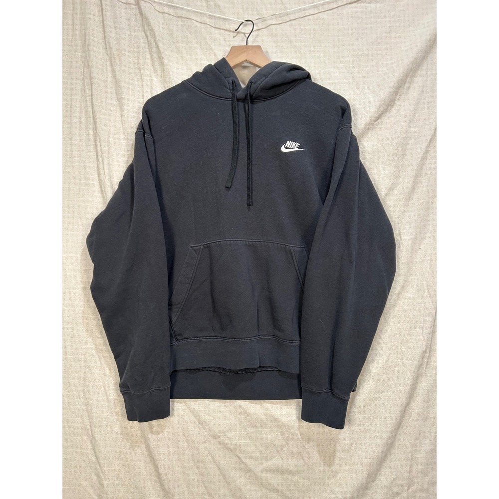 Nike Black Hoodie Pullover Sportswear Club Fleece Mens Large #2146